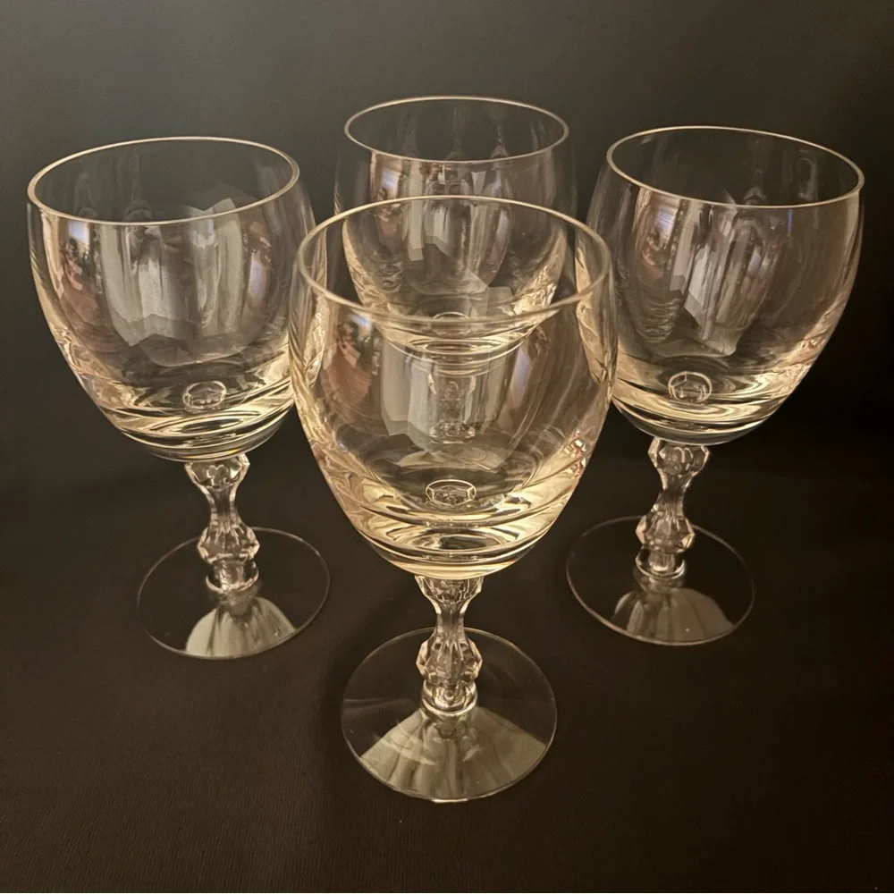 Tiffin Churchill Crystal Goblets Set of 4 Apple Core Stem Vintage